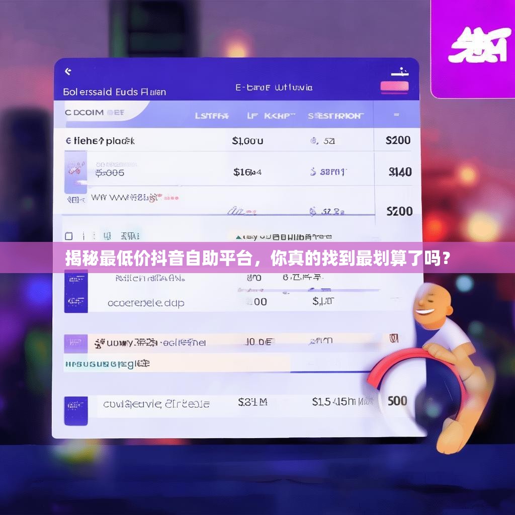 揭秘最低价抖音自助平台，你真的找到最划算了吗？